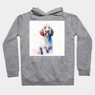 [AI Art] Red, blue and white Labradoodle Hoodie